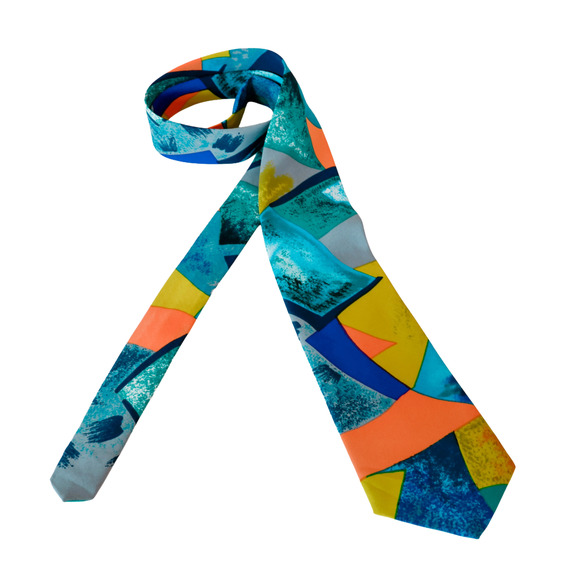 Chains World Silky Select Geometric Abstract Silk tie 56" Retro Business Wedding - Picture 4 of 13